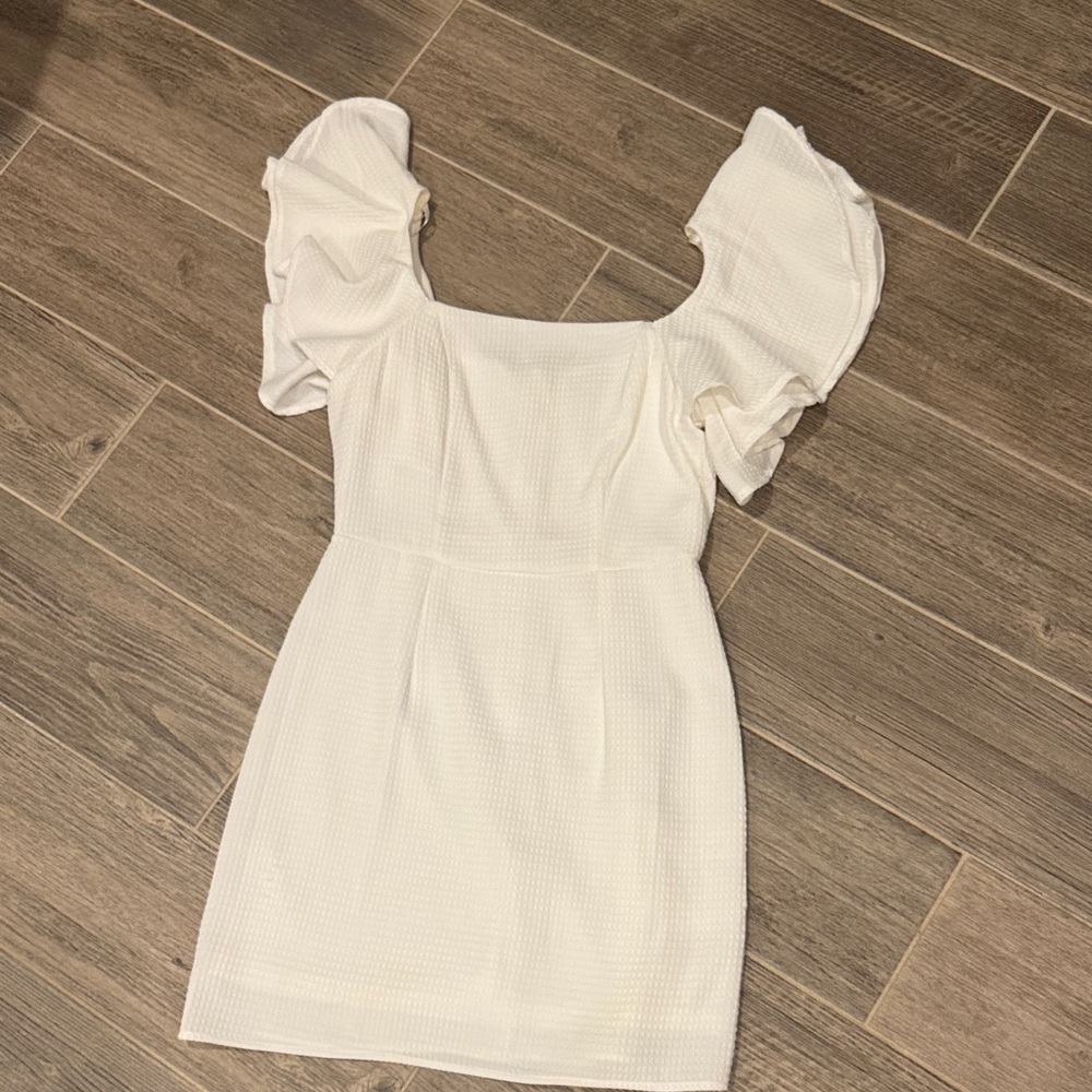 She + Sky Cream Puff Sleeve Mini Dress